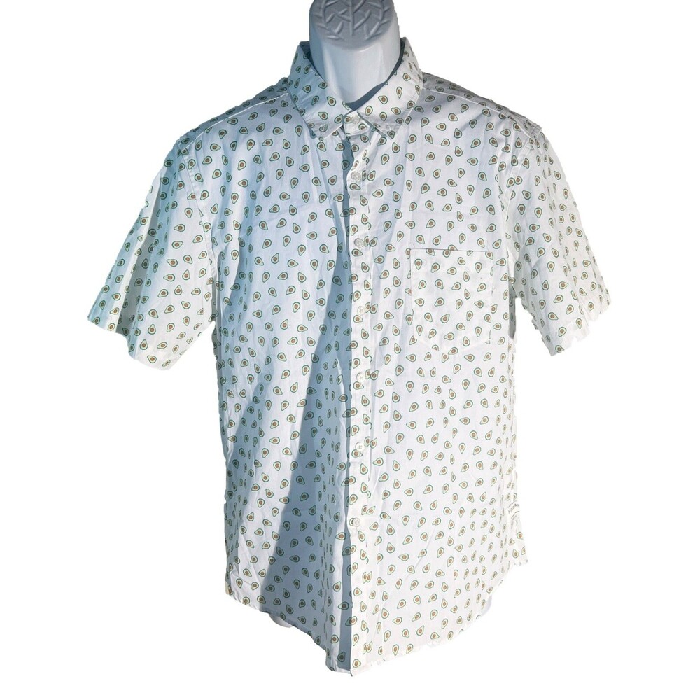 Public Art‎ Men's Short Sleeve Button Down Avacado Shirt White Large NWT